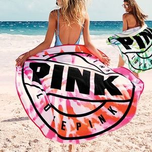 PINK VS round beach towel NIP